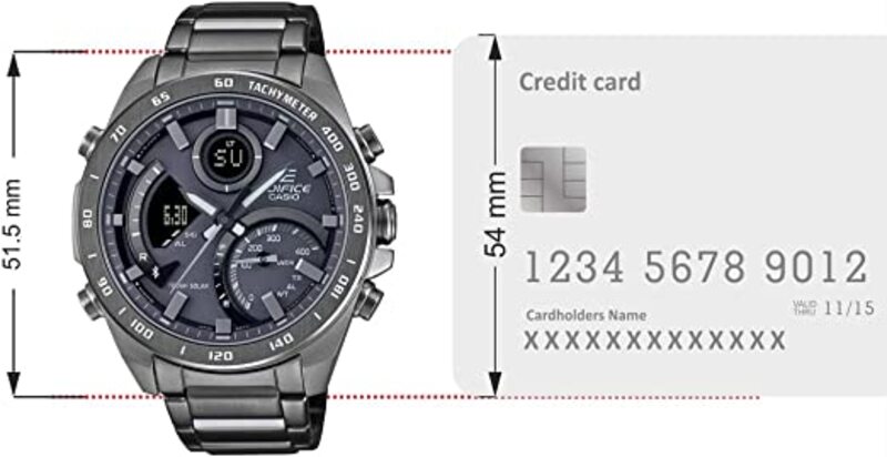 Casio Brand Mens 45 mm Grey Dial Stainless Steel Analogue-Digital Watch ECB-900MDC-1ADR